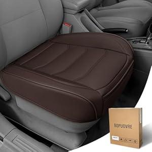 BOPUOVRE Car Seat Cover for Luxury & Comfort - PU Leather, Anti-Slip, Full Wrap Protection with Storage Pocket for Bottom Cushion - Universal Fit for 95% of Vehicles (Coffee Color, 1 Piece)