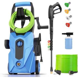 2025 New 5000PSI Electric Pressure Washer, Power Washer with 33FT Resistant Extension Hose and 4 Nozzles, Compatible with Extended Undercarriage Cleaners, Professional Powerwashers for Home/Car(Blue)