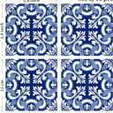 Spanish Portuguese Azulejo Style Peel and Stick Backsplash Tile Stickers Set of 16 pcs(5.9_15)