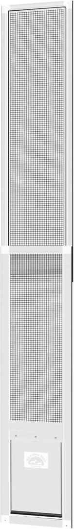 Hakuna Pets V2 Patio Pet Door Screen Insert Panel for Sliding Doors, Fits Door Track Min Ht 59.05" to Max Ht 84.25",UV Resistant Mesh, Locking Magnetic Dog Door, Easy Install and Removal,Medium,White