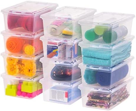 IRIS USA 7 Quarts Plastic Storage Container Bin with Latching Lid, Pack of 20, Nestable Box Tote Closet Game Organization Teacher Tools Art Supplies Shoe Shoebox Stackable