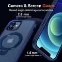 Multi-in-1 [Magnetic+ Kickstand+ Ring Holder] for iPhone 12/12 Pro Case, Compatible with MagSafe, 360 Rotatable Stand with Military Shockproof Silicone Frame Protection Magnetic Cover, Blue