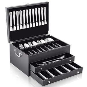 Leather Silverware Storage Box Flatware Storage Case, Leather Silverware Chest with Drawer for Silver, Storing Fine Flatware and Utensils(3 Layer) Leather Silverware Storage Box Flatware Storage Case, Leather Silverware Chest with Drawer for Silver, Storing Fine Flatware and Utensils(3 Layer)