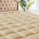 MATBEBY King Size Mattress Pad - Cooling Breathable Mattress Topper, Quilted Fitted Mattress Protector, Pillow Top Mattress Cover with 8-21" Deep Pocket, Soft, Machine Washable, Beige, 78x80 Inches