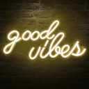 DECANIT Good Vibes Neon Sign for Wall DecorPowered by USB Neon Light for Bedroom Decor, Warm White Color,16.1"x 8.3"x 0.6"