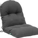 QILLOWAY Indoor Outdoor Seat Back Chair Pads Tufted Cushion, Spring/Summer Seasonal Replacement Cushions. (Set of 2, Dark Grey)