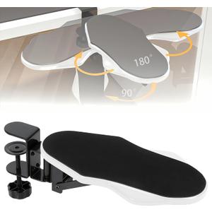 Computer Arm Rest for Desk, 180 Adjustable Rotating Desk Extender Tray, 90 Foldable Elbow Arm Support, Ergonomic Desk Arm Wrist Rest Shelf for Home and Office (Medium (1 Count))