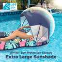 Pool Floats Adult with UPF 50+ Sunshade Canopy, Inflatable Pool Floaties Lounger with Headrest Cup Holder Footrest for Tanning Pool Toy Party, Swimming, Lake, Beach, Travel