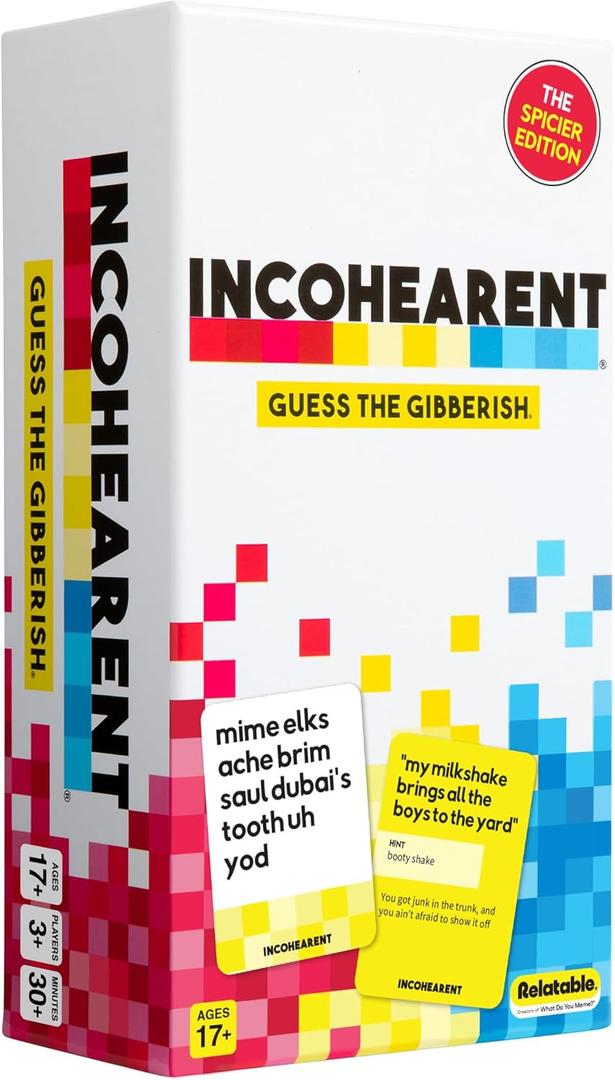Incohearent by Relatable  Guess the Gibberish Party Game for Adults, Funny Card Game Activity for Groups, Bachelorette Party Favorite, Summer Fun for Game Night, Travel-Friendly with 300 Cards