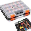 Anyyion Small Parts Organizer, 34-Compartments Double Side parts organizer with Removable Dividers for Hardware, Screws, Bolts, Nails, Beads, Jewelry