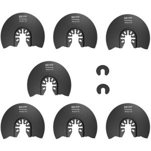 7pcs Semi Circular Oscillating Saw Blades for Cutting Wood Plastic Soft Metal, 3-1/2 Inch (88mm) Oscillating Multitool Quick Release Saw Blades Fit Most of Oscillating Tool