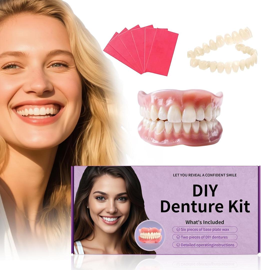 At-Home DIY Denture Kit: Full Set of Upper & Lower False Teeth for DIY Smile Transformation-ZZ5