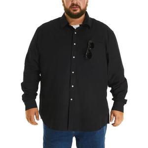 HOdo Big and Tall Mens Cotton Button Down Shirt Black 5XL