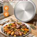 Yuiicaov Stainless Steel Pizza Pan 16 inch, Pizza Pan for Oven, Steel Pizza Tray, Thick Round Pizza Plate Pizza Baking Sheet, Easy Clean & Dishwasher Safe, Set of 1