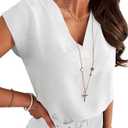 ANRABESS Women Tops Cap Sleeve Dressy Casual V Neck Shirts 2026 Summer Business Work Blouses Outfits Trendy Spring Clothing, Small
