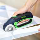 ZEITE 4V Cordless Electric Scissors,Cardboard Cutter with 2 Blades,Storage Box,USB Charging Cable,Power Rotary Cutter,Max Cutting 1/4",for Cardboard Box,Thin Carpet & Plastic, Easy to Hold and Safe