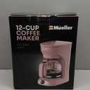 MUELLER HOME 12-Cup Pink Coffee Maker - Borosilicate Carafe, Auto-Off, Pink Kitchen Accessories, Reusable Filter, Anti-Drip, Kitchen Appliances, Keep-Warm Function, Kitchen Dcor