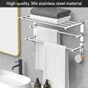 CAXIMSY Adjustable Towel Bar for Bathroom Wall Mount17-30.7inch Adhesive Shower Towel Rack Stainless Steel Bath Towel Holders for Toilet Kitchen Double Towel Hanger (3-Layer Towel Rack)