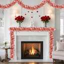 50Ft Valentines Heart Tinsel Garland, Rose Gold Heart Shiny Metallic Twist Valentines Day Garland Decorations for Indoor Outdoor Galentines Day Party Tree Home Wedding Mantle Decor