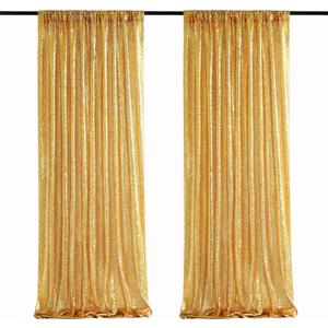 Gold Sequin Backdrop Curtain Panels Stage 2 Pieces 2FTx8FT Sheer Gold Curtains Backdrop Photo Backdrop Curtains for Wedding Birthday Party Background Drapes Christmas Decorations