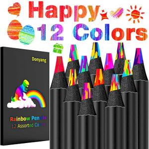 Art Supplies, 12-Color Rainbow Colored Pencils, Birthday Art Supplies for Kids Teens Adults, Arts and Crafts Party Favors for Kids 8-12, Cool Stuff Fun Pencil Colored Pencils for Coloring, Drawing
