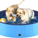 Niubya Foldable Dog Pool, Collapsible Hard Plastic Dog Swimming Pool, Portable Bath Tub for Pets Dogs and Cats, Pet Wading Pool for Indoor and Outdoor, 48 x 12 Inches