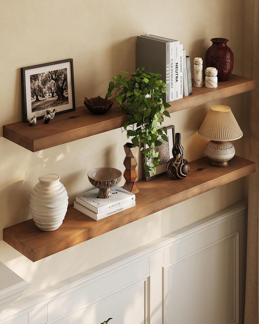 BBE 36 Inch Walnut Floating Shelves for Wall Storage