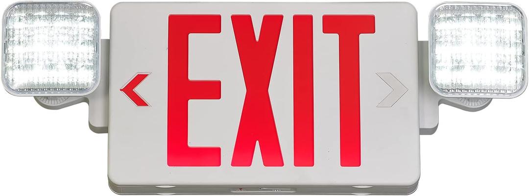 TANLUX Red Exit Sign with Emergency Lights with Remote Capabilities