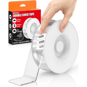 Wotec Extra Large Double Sided Tape Heavy Duty Removable 1.18 Inch x 160 Inch, Clear & Tough Nano Tape, Multipurpose Mounting Tape Picture Hanging Strips Adhesive for Poster Carpet