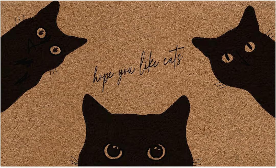 Jakayla Funny Black Cat Door Mat Cute Welcome Mat Hope You Like Cats Doormat Funny Welcome Mats for Front Door Outside Entrance Cat Decor