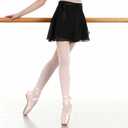 Womens Ballet Skirt with Adjustable Waistband Chiffon Dance Lightweight Tulle Ballet Wrap Skirt for Adults & Girls Perfect for Ballet Class Recitals & Gymnastics, Black (Black)
