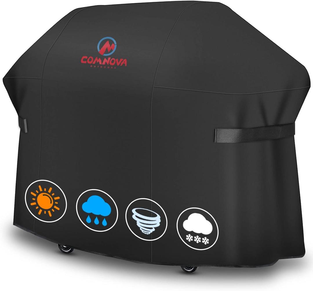 Comnova Grill Cover 75 Inch, 7109 BBQ Cover for Weber Summit 600 Series 6 Burner Grills, 600D Heavy Duty & Waterproof Barbeque Cover for Weber, Char-Broil, Monument, Brinkmann, Dyna-glo, and Nexgrill (Black)