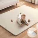 Blissful Diary Vegan Leather Baby Play Mat, 71''x59'', Beige | thick cushion, safe and soft fabric, waterproof and wip clean, indoor use, non-slip bottom, stylish mordern decor