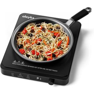olayks Portable Induction Cooktop, Countertop Burner Hot Plate 1500W With Sensor Touch, Electric Induction Cooker With 9-Level Adjustment, 3-Hour Timer, Auto-Shut-Off, LED Display, Auto Pot Detection