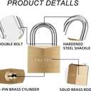 CINCINNO Solid Brass Padlock with Key, Key Lock with 1-9/16" Wide Body, 2 Pack Keyed Alike Locker Lock with Key