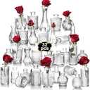Mavora Max Clear Bud Vases Bulk 40 ,Small Flower Vases for Wedding,Glass Vintage Vase Set for Centerpieces,Recepetion,Home