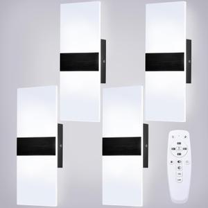 Retisee 4 Packs LED Wall Sconces 12W Acrylic Wall Sconces Modern Dimmable Wall Lighting Hardwired for Hallway Living Room Corridor Bedroom Stairway Indoor Outdoor