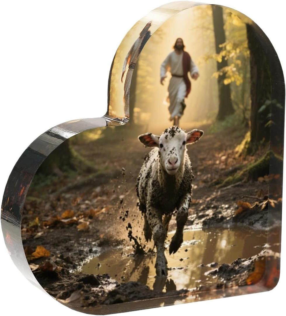 Jesus & Lamb Christian Decor  Gifts for Catholic Women, Moms, Sisters & Friends  Birthday, Easter & Christmas (3.9'')