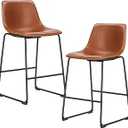 DUMOS 26 Inch Counter Height Bar Stools Set of 2, Modern Faux Leather High Barstools with Back and Metal Leg, Bar Chairs for Kitchen Island, Elegant Brown