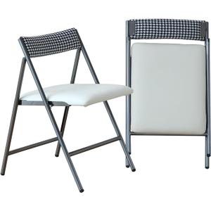 FUNROLUX Folding Dining Chairs Set of 2, Metal Folding Chairs with Padded Seat Foldable Dining Chairs for Kitchen Dining, Party Events (Grey)