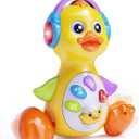 Musical Flapping Yellow Duck, Crawling Tummy Time, Educational Learning Walking Light Up Dancing Toy for 1 Year Old Baby Toddler Infant Easter Valentine Gifts