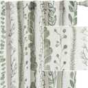 MEETSKY Sage Green Curtains 95 Inches Length 2 Panels Boho Curtains for Living Room Light Filtering Patterned Drapes for Bedroom Linen Style Back Tab Leaf Print Window Treatment, 50 Wide Each Panel