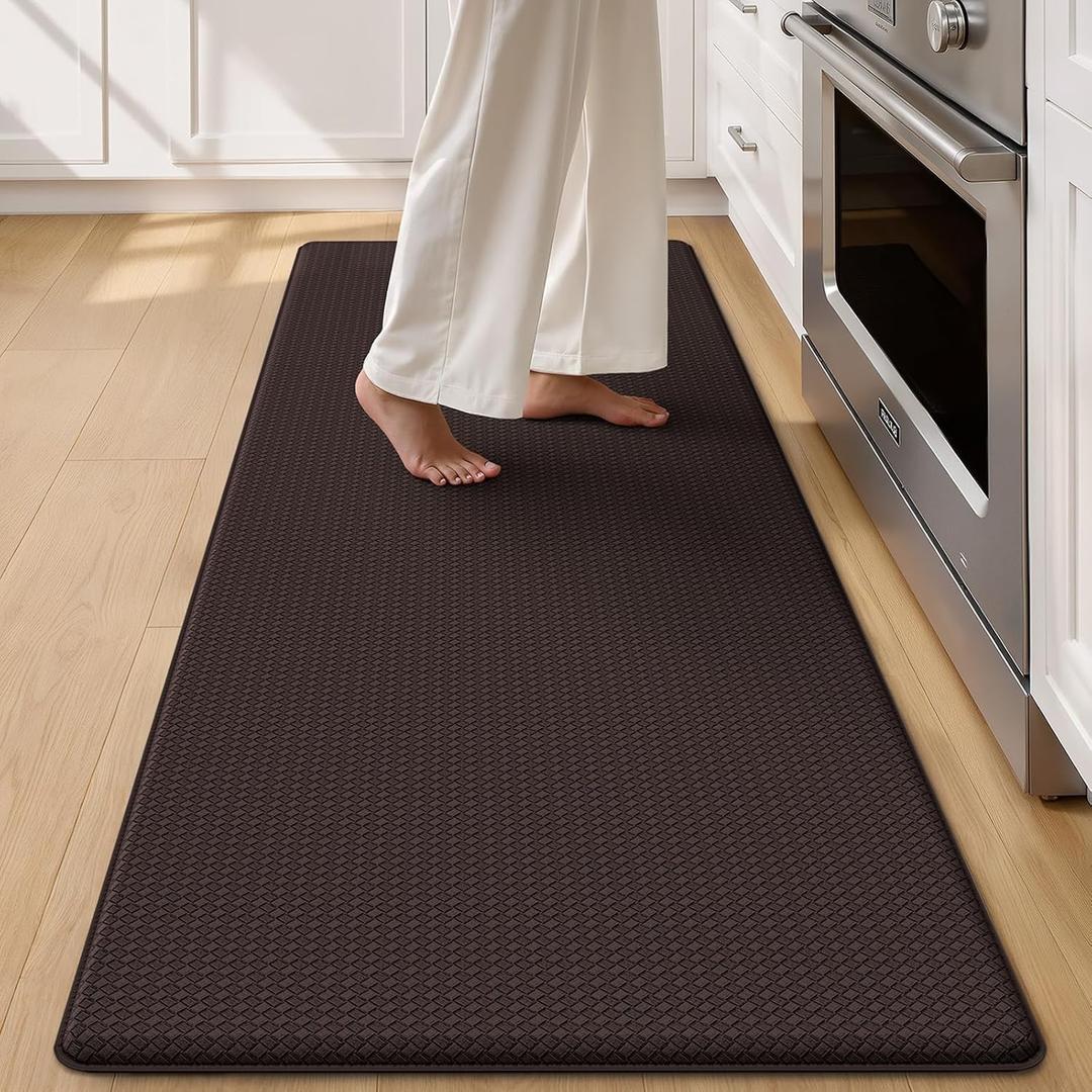 Color&Geometry Anti Fatigue Cushion Kitchen Mat for Floor -24"x59",Wide,Easy Clean, Water & Oil Proof, Anti Slip, Foam Rubber Runner Rug for Front Sink Comfort Standing,Brown