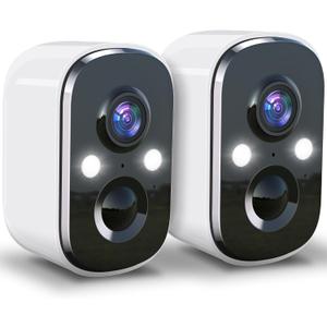 Techage Security Cameras Wireless Outdoor, 2K Battery Powered WiFi Cameras for Home Security with AI Motion Detection, Color Night Vision, 2-Way Talk, IP66 Waterproof, Cloud/SD Storage 2 Pack