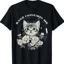 Cute Cat Rage Consumes Me Funny Sarcastic Kitten Flower TShirt, Size Large