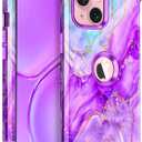 Casetego for iPhone 13 Case,iPhone 14 Case,Three Layer Heavy Duty Sturdy Shockproof Protection Full Rugged Hard PC+Soft TPU Bumper Protective Girls Case for Apple iPhone 13/14 6.1 inch,Bright Purple