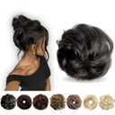 Messy Bun Hair Piece Human Hair, Hair Buns Hair Piece, Updo Hairpieces for Women Natural Black (5.5 Inch)
