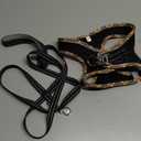 Hipubby Dog Harness Small Sized and Leash Set, No Pull Soft Mesh Puppy Vest, Reflective Breathable Lightweight Pet Harness, Harness for Small Medium Dogs and Cats - Black/Khaki Trim, M (M (Chest: 16.8"-18.5"))