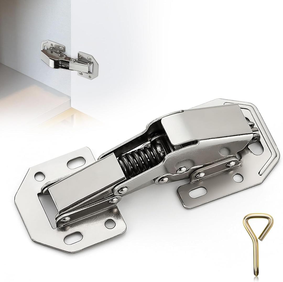 Ravinte 4 Pack Soft Close Hidden Hinges Surface Mount Kitchen Cabinet Hinges, No Pre-drilled Heavy Duty for Kitchen Cabinet Cupboard Door
