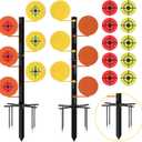 Dueling Tree Target Kit 6 Heavy Duty in 6" Diameter 3/8" Thickness Ar500 Rotate Swing Paddle Shooting Bracket with 30 Bullseye Paper for. 22 Rimfire Centerfire Pistols Shooting Training
